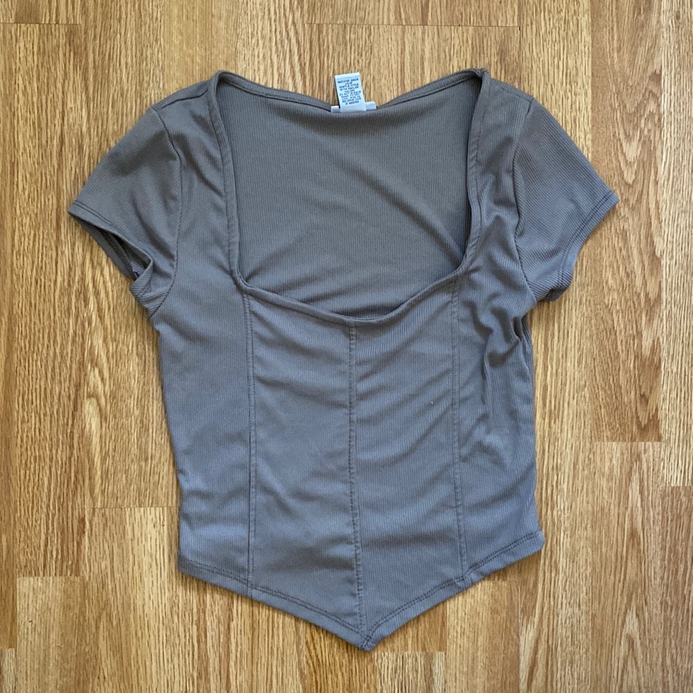 Tan/Light Grey Crop Top